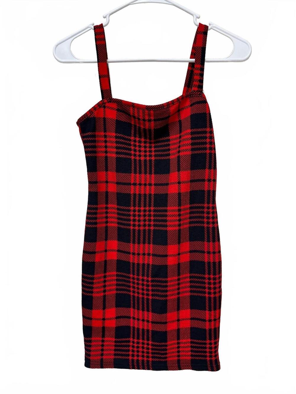 SHEIN Girls Red Plaid Tank Bodycon Dress Size 11-12Y